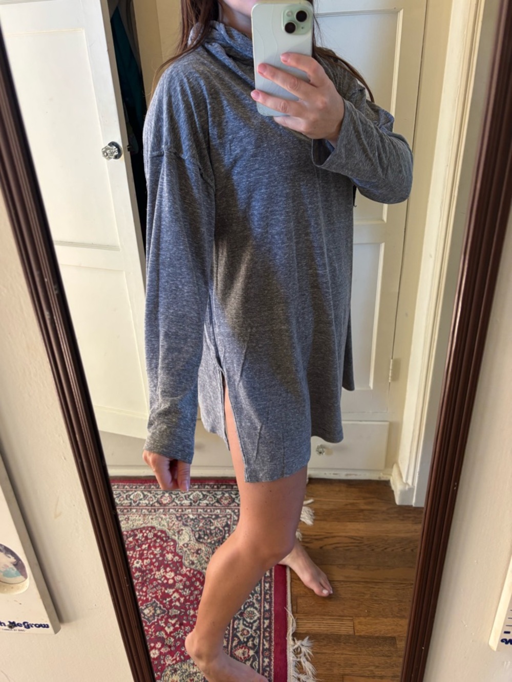 Free People Gray Cowl Tunic Sweater